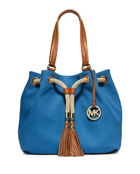 michael kors marina grab bag blue|MICHAEL KORS MARINA SUMMER BLUE CANVAS .